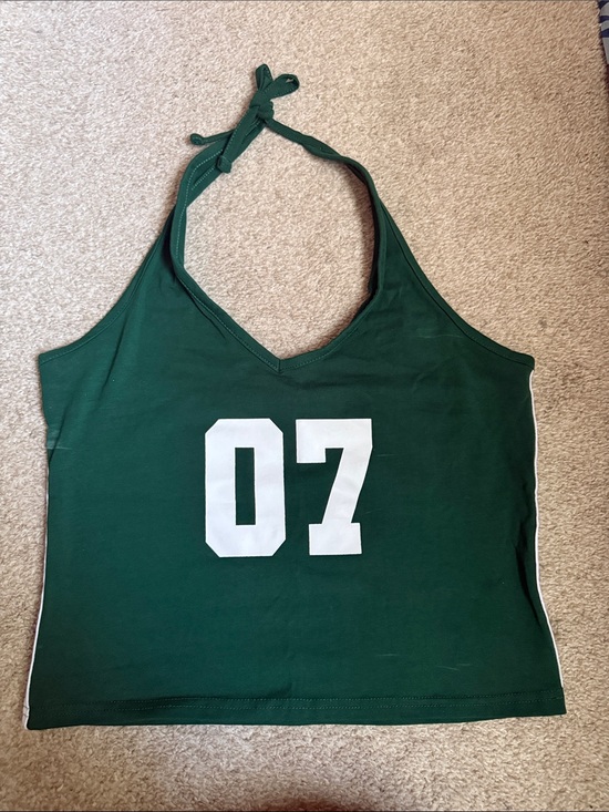 Fashion Nova Tops - Fashionova Green Halter Tank Top with '07' Graphic